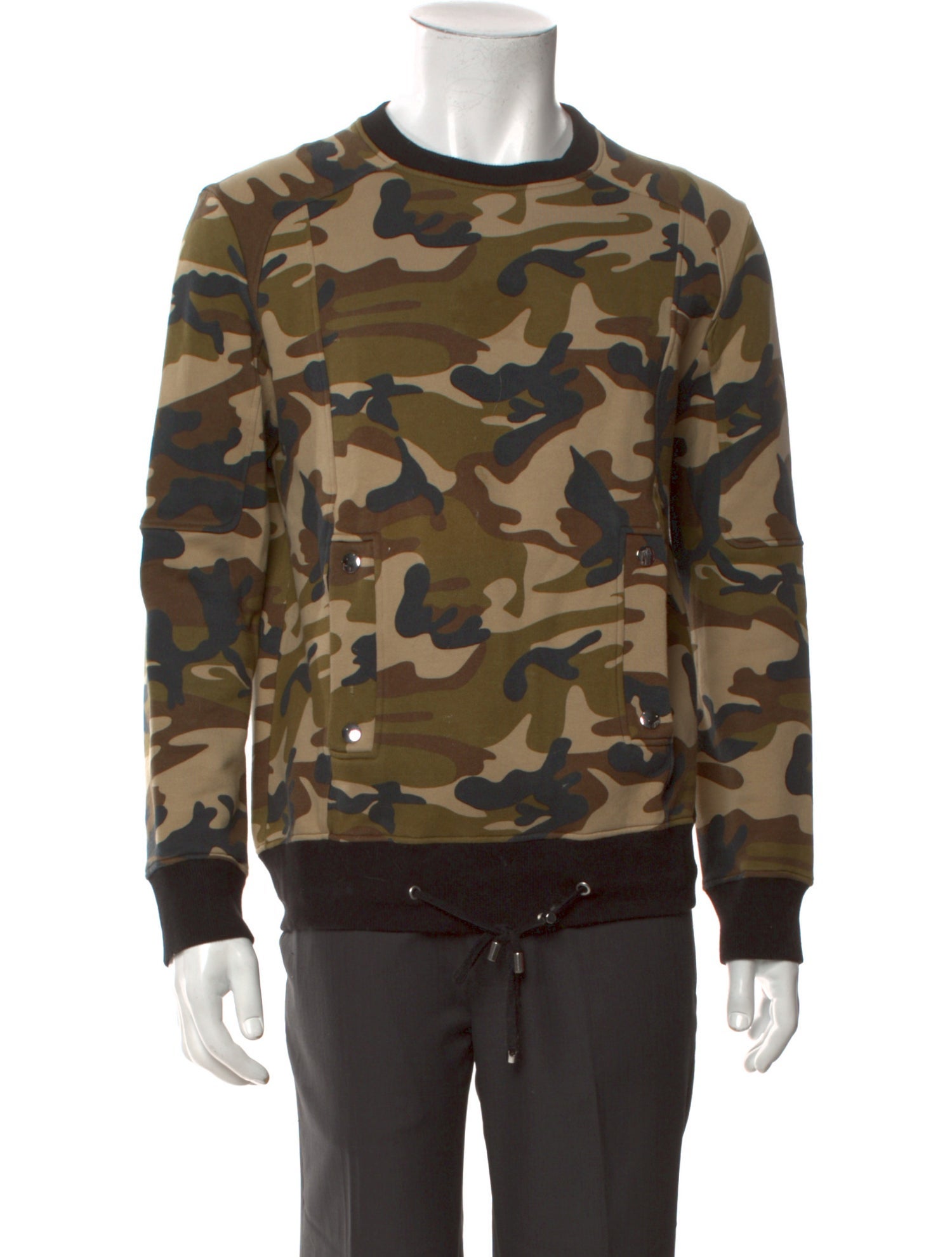 Balmain Camouflage Print Crew Neck Sweatshirt