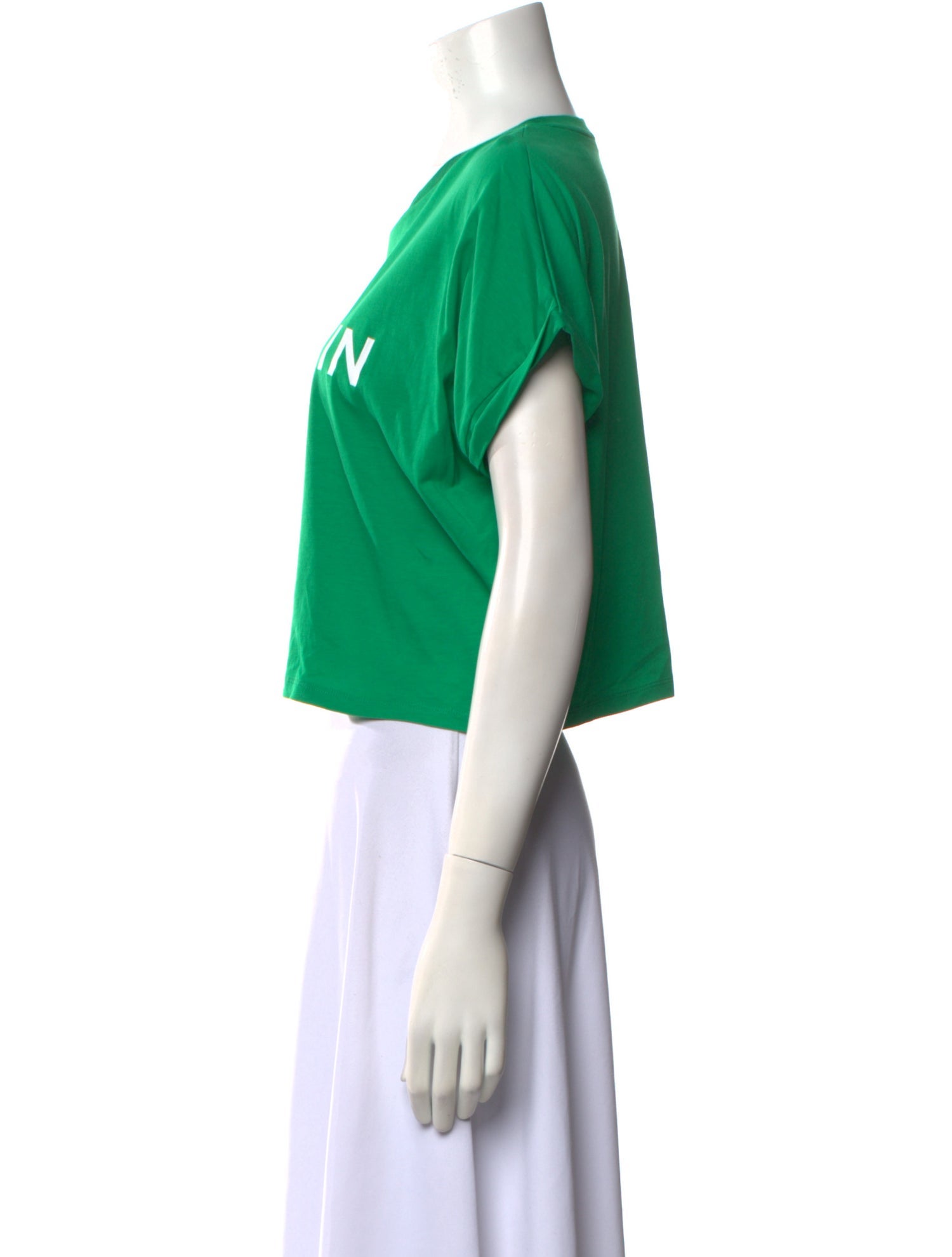 Balmain Graphic Print Crew Neck Crop Top