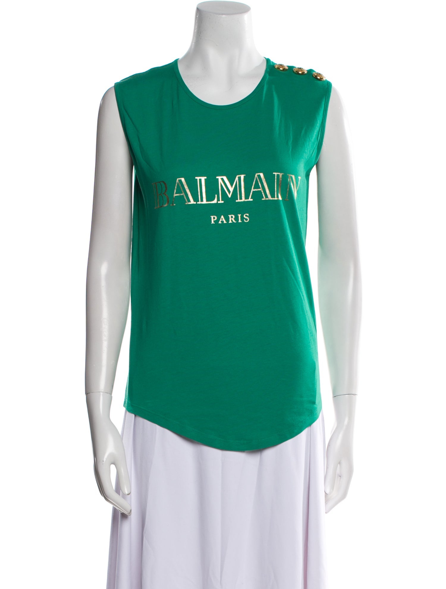 Balmain Graphic Print Scoop Neck Top