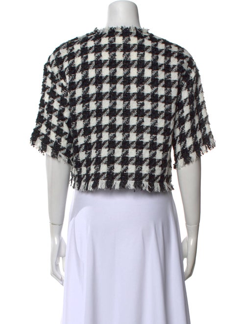 Balmain Plaid Print Crew Neck Crop Top