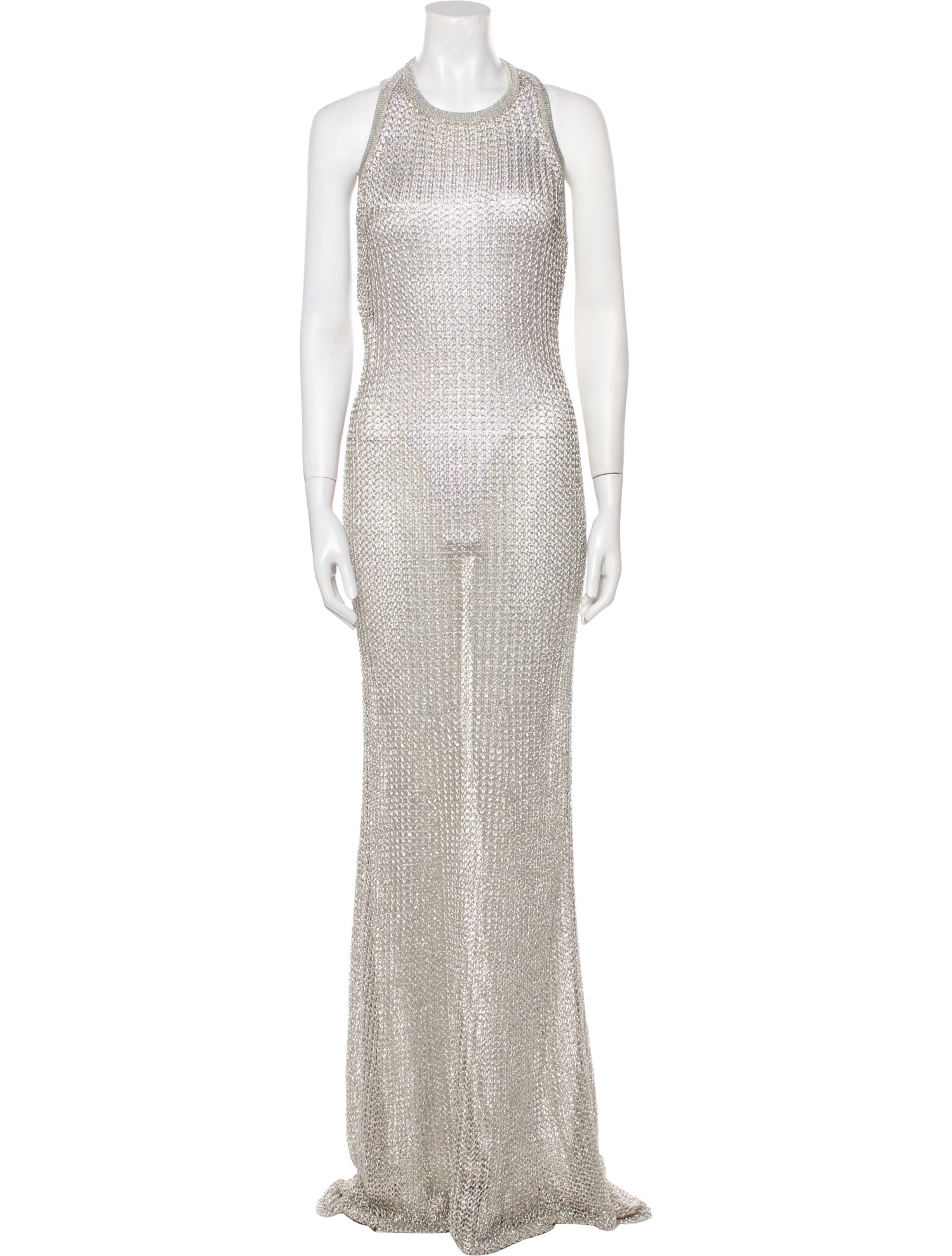 Balmain Chainmail-Effect Long Dress