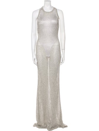 Balmain Chainmail-Effect Long Dress