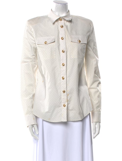 Balmain Polka Dot Print Long Sleeve Button-Up Top
