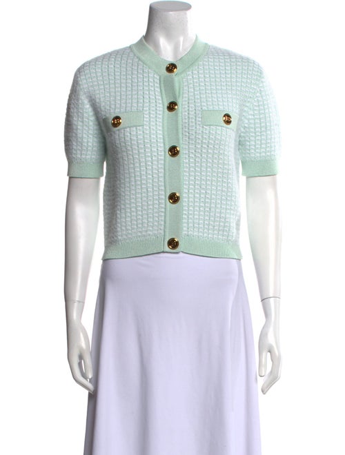 Balmain Mock Neck Short Sleeve Crop Top