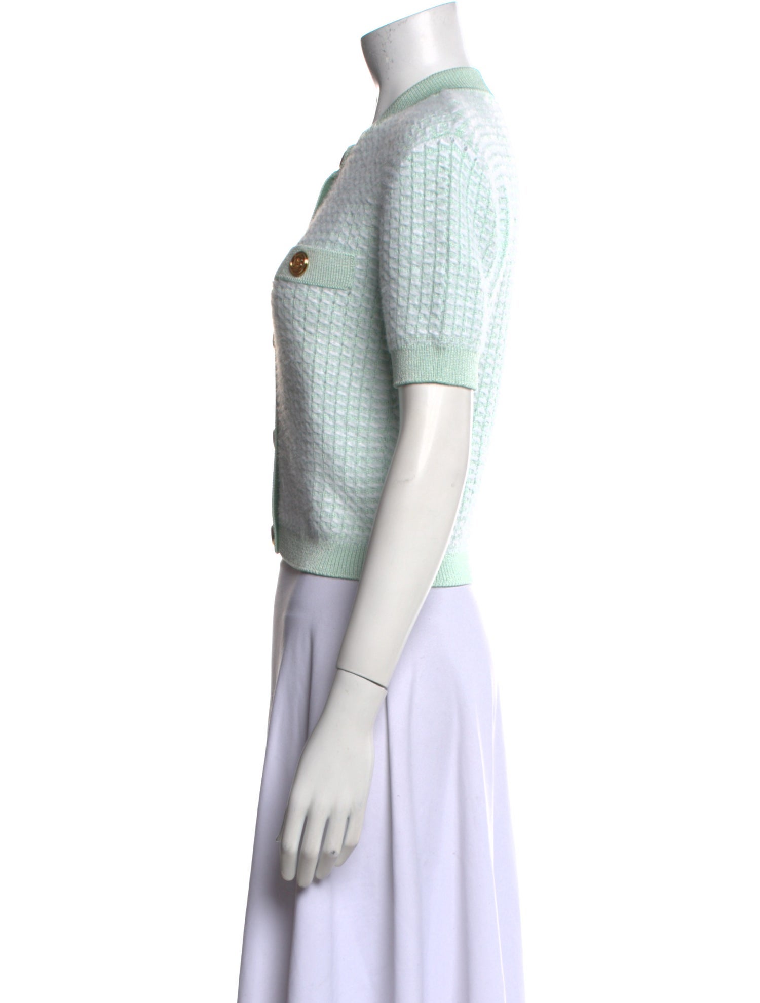 Balmain Mock Neck Short Sleeve Crop Top