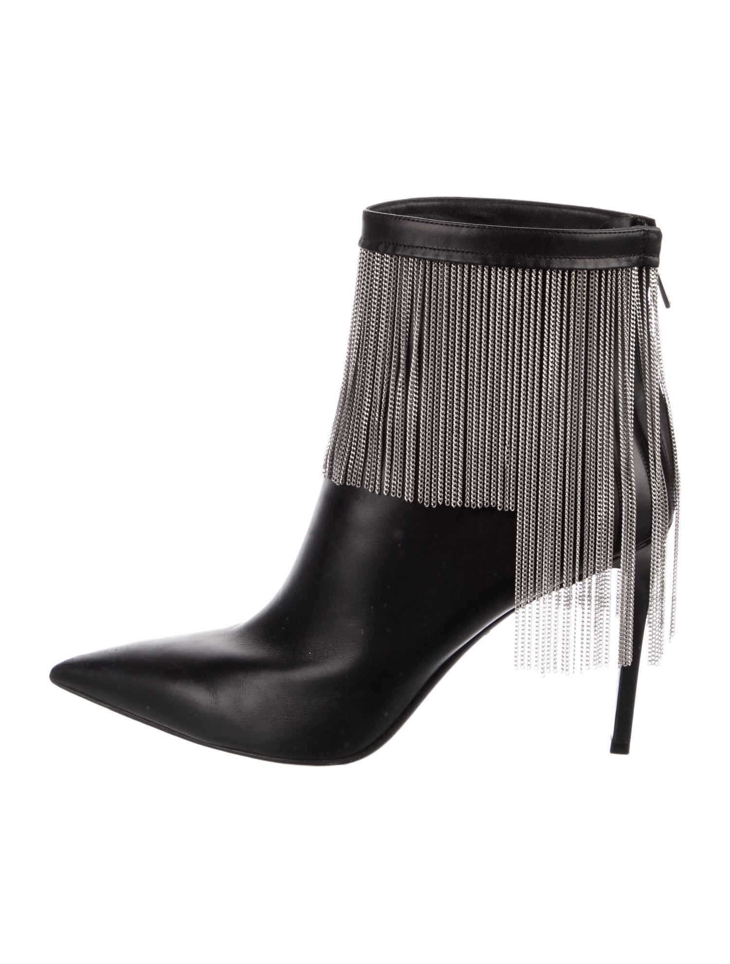 Balmain Leather Chain-Link Accents Sock Boots