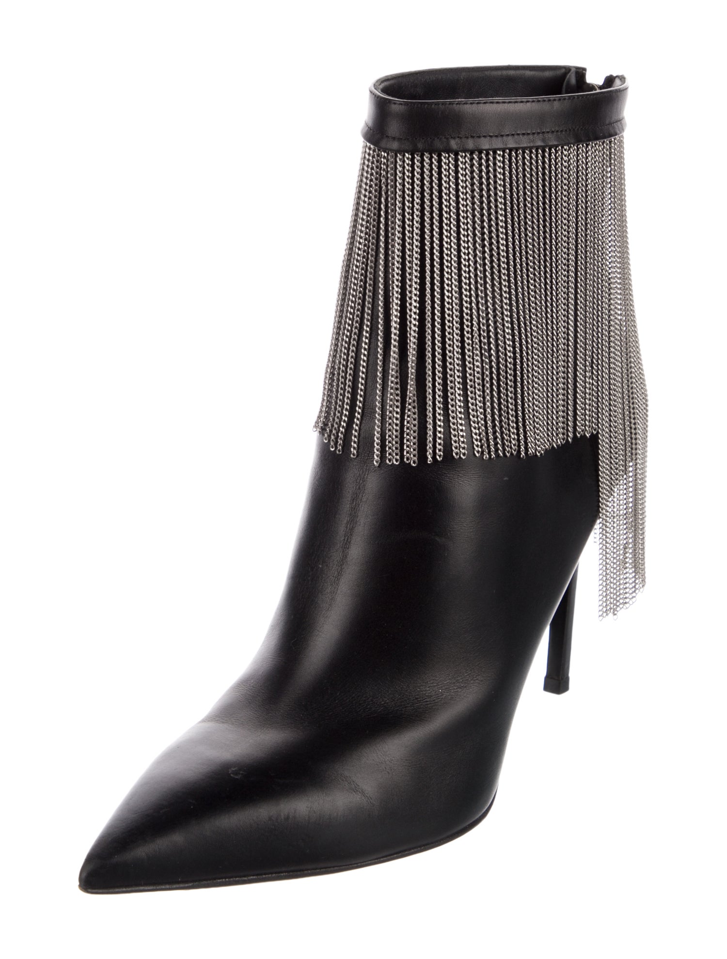 Balmain Leather Chain-Link Accents Sock Boots