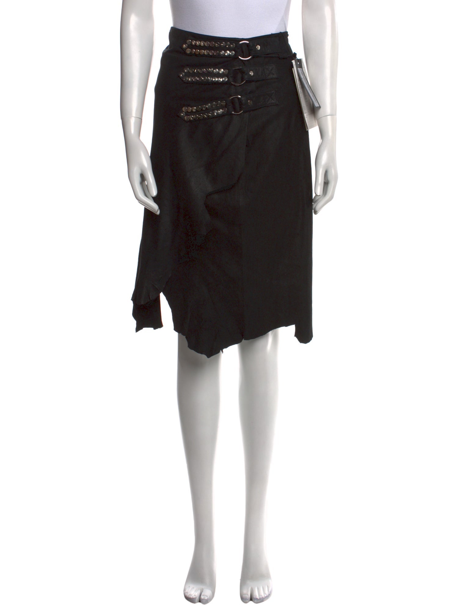 Balmain Calfskin Knee-Length Skirt