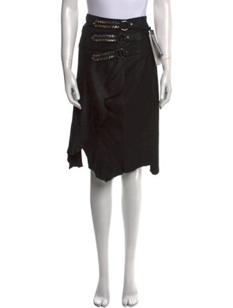 Balmain Calfskin Knee-Length Skirt
