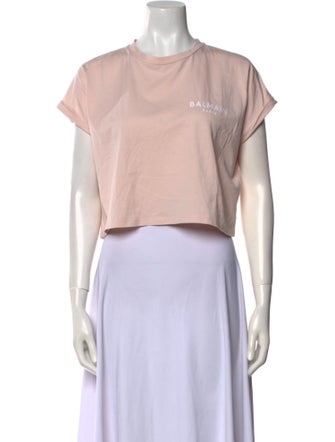 Balmain Crew Neck Short Sleeve Crop Top