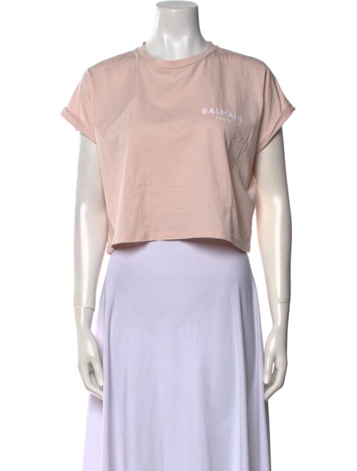 Balmain Crew Neck Short Sleeve Crop Top