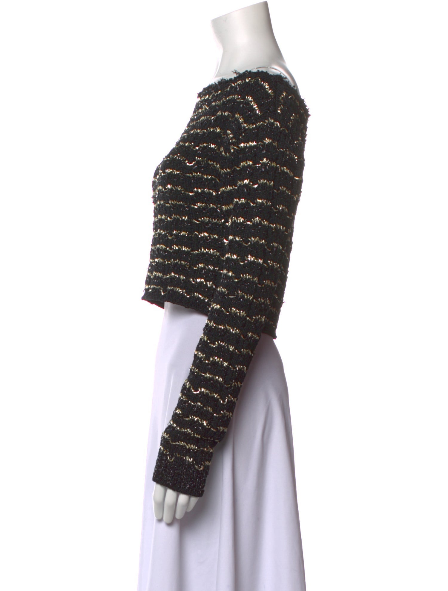 Balmain Striped Off-The-Shoulder Crop Top