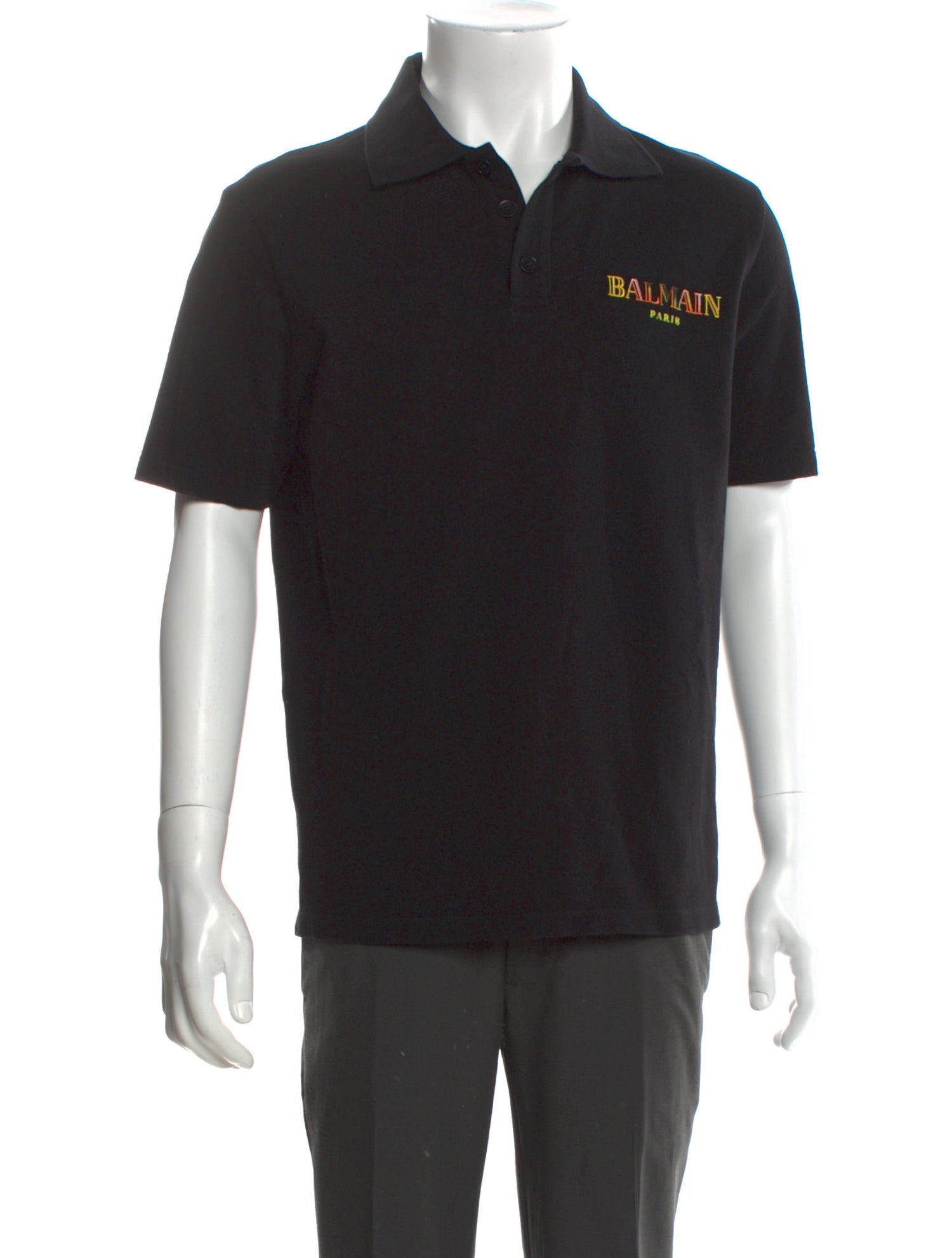 Balmain Graphic Print Crew Neck Polo Shirt