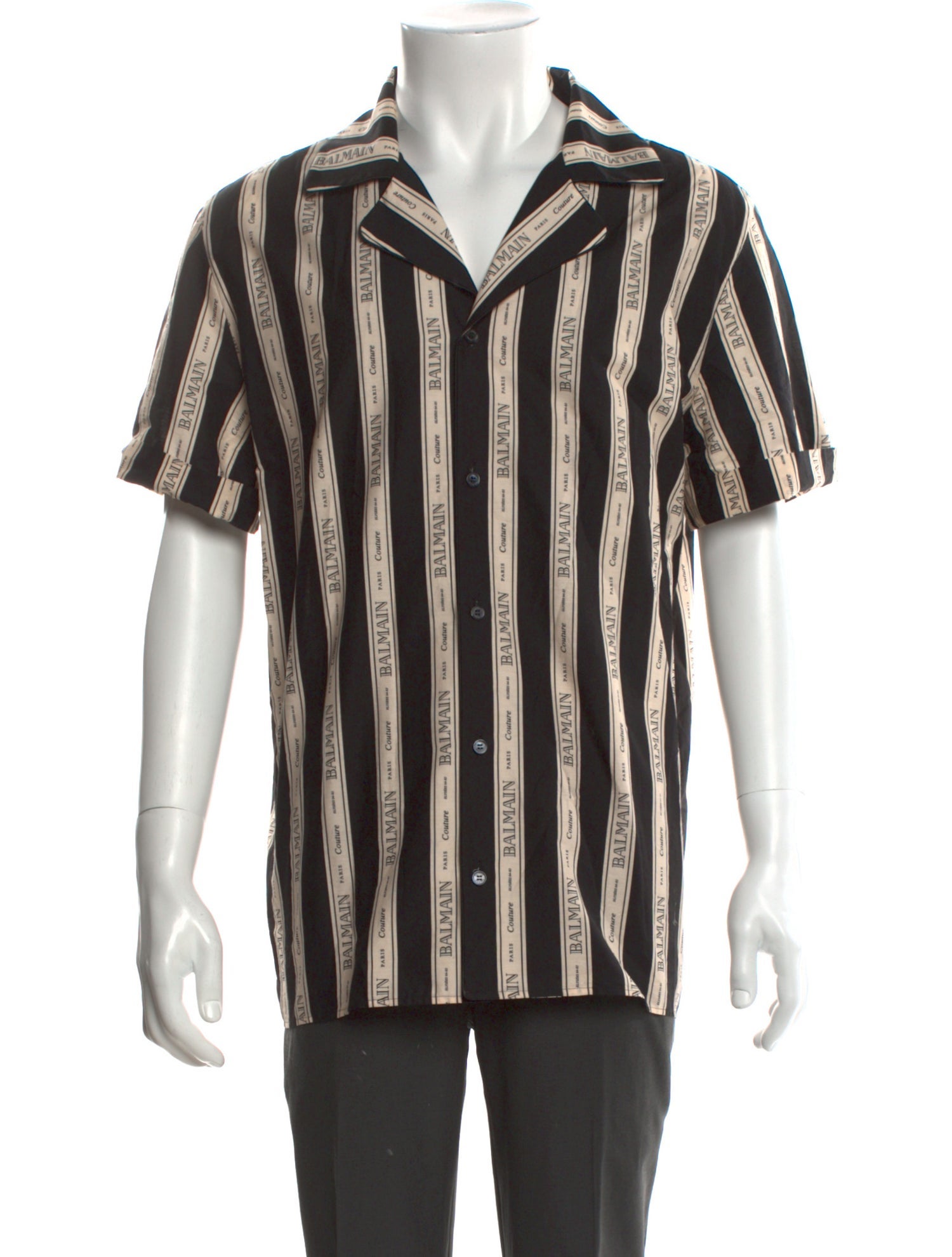 Balmain Striped Short Sleeve Shirt
