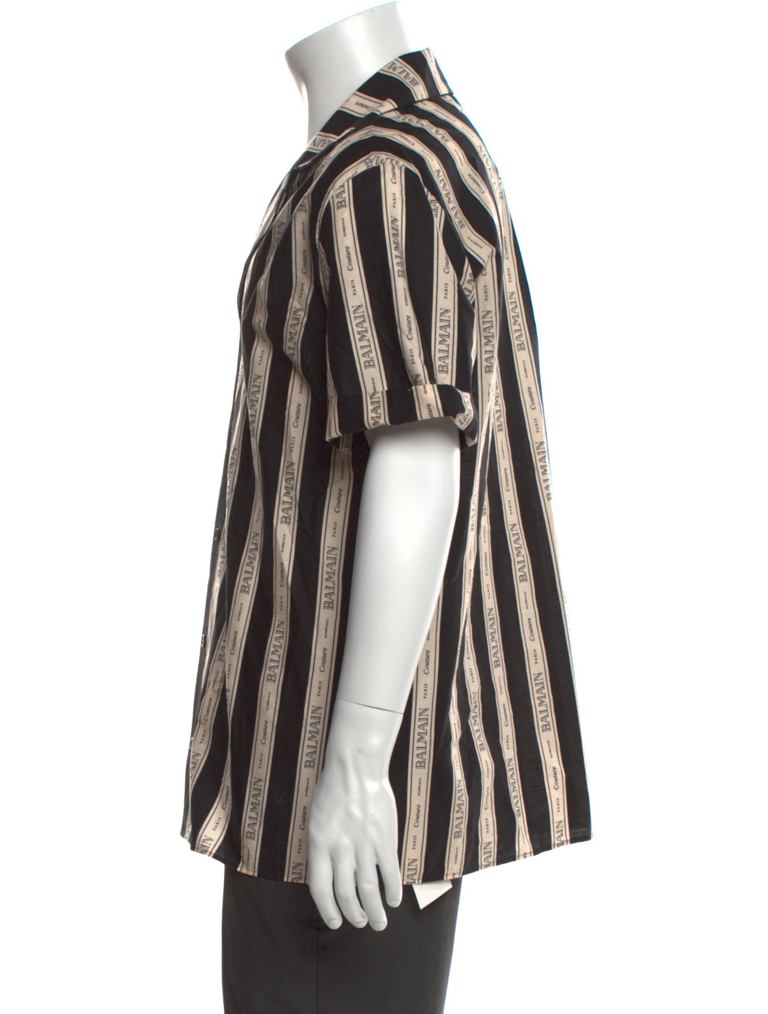 Balmain Striped Short Sleeve Shirt