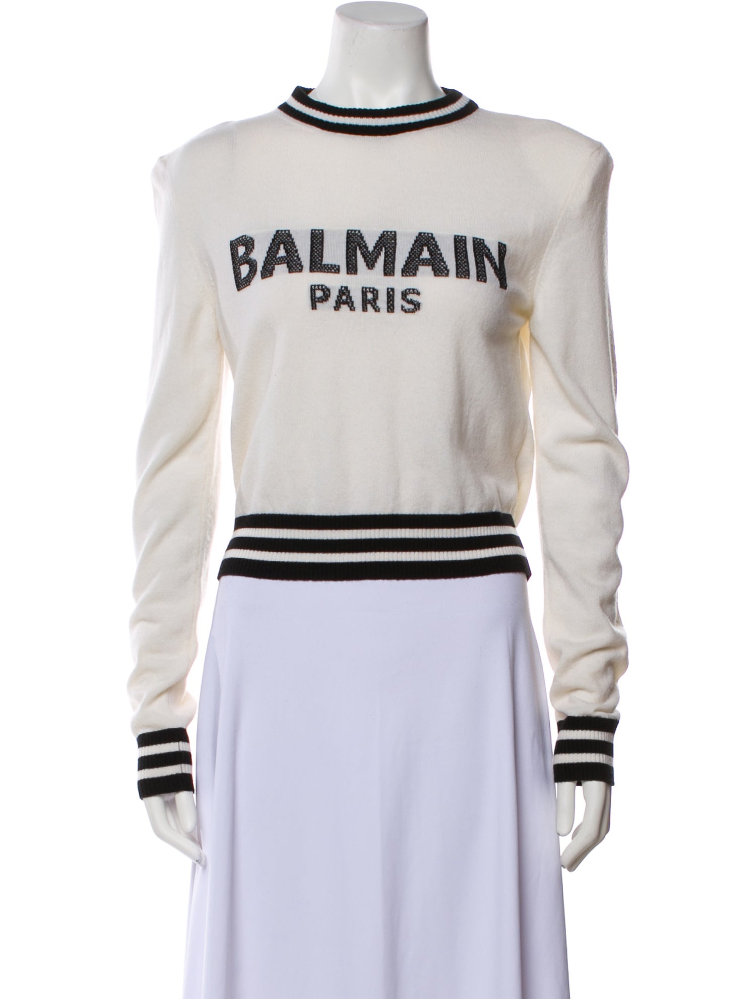 Balmain Striped Mock Neck Sweater