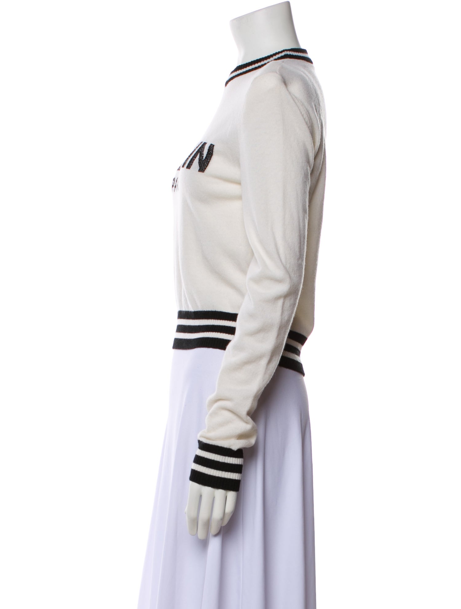 Balmain Striped Mock Neck Sweater