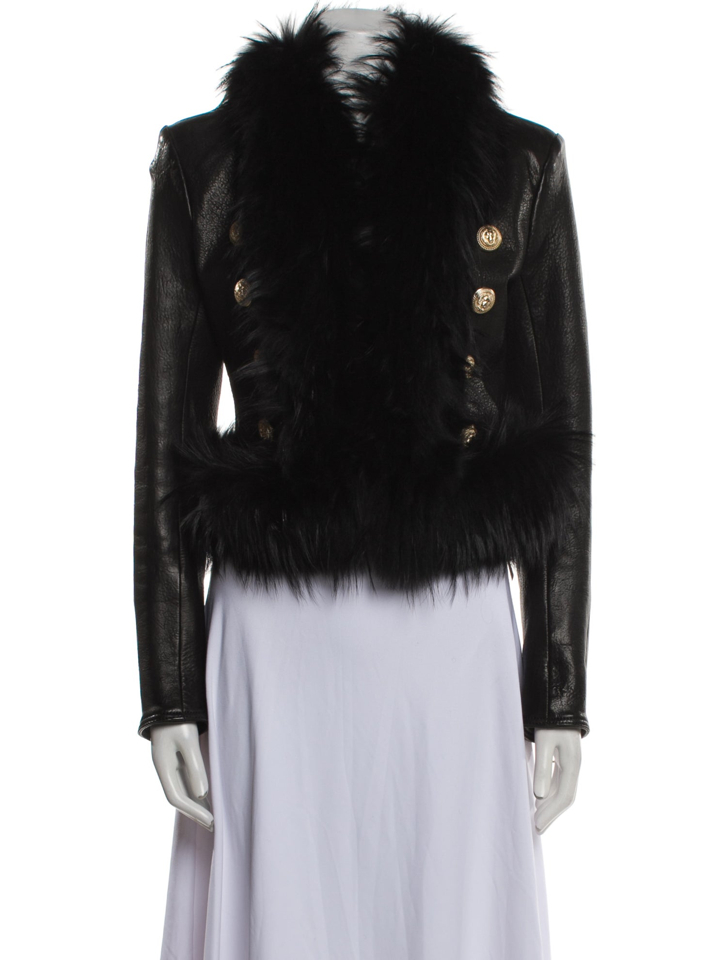 Balmain Lamb Leather Fur Jacket