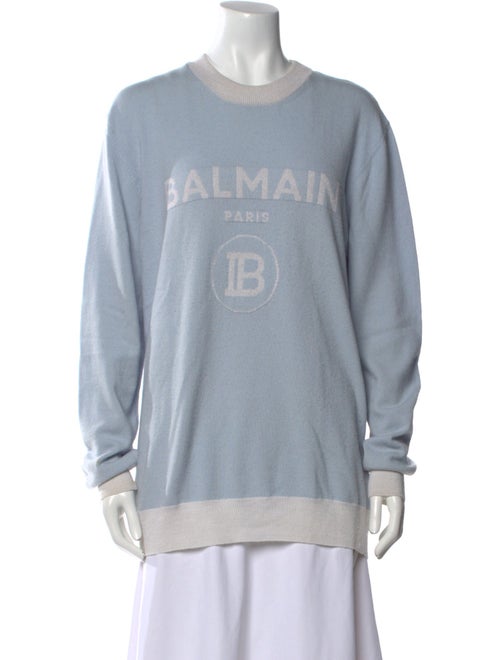 Balmain Virgin Wool Graphic Print Sweater
