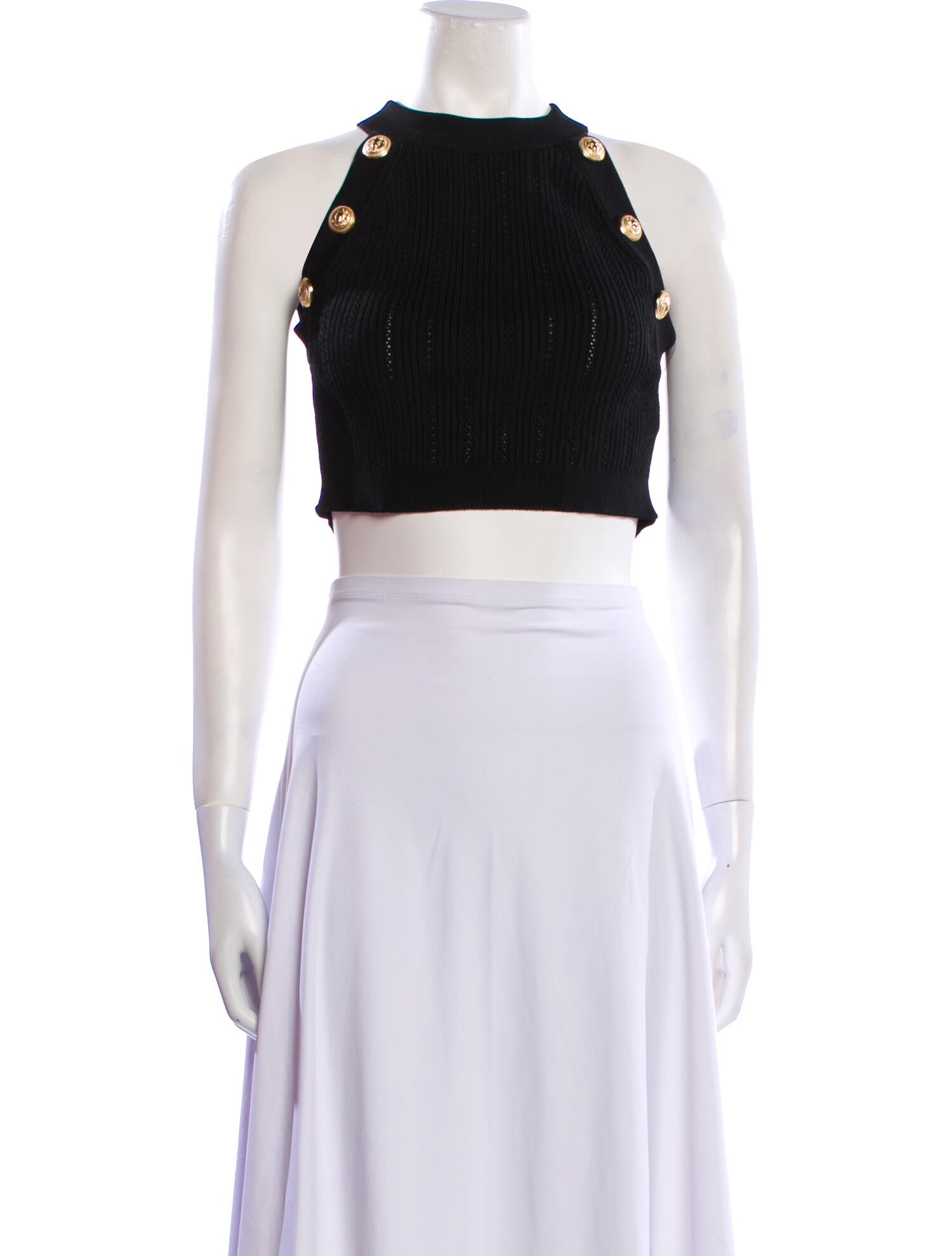 Balmain Mock Neck Sleeveless Crop Top w/ Tags