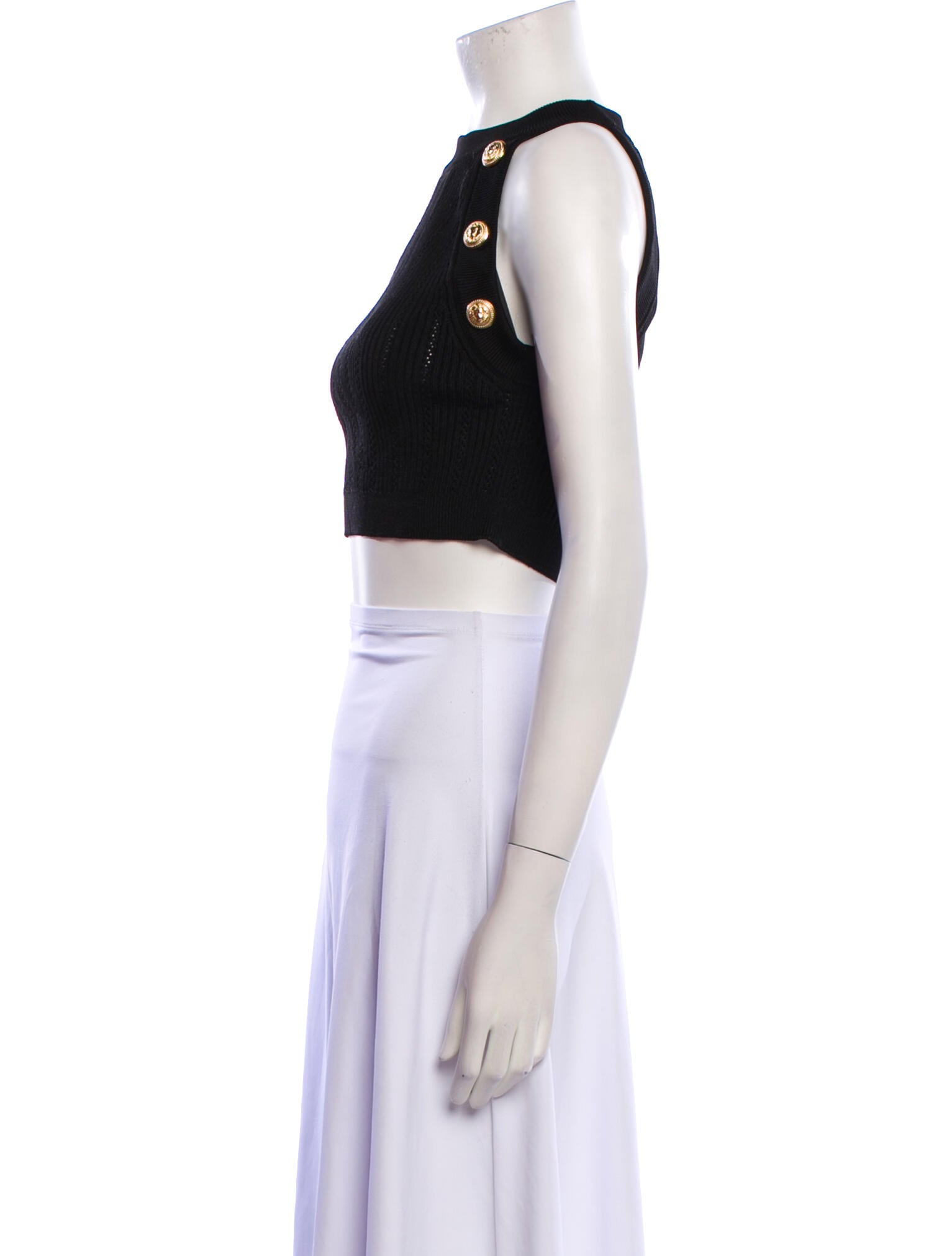 Balmain Mock Neck Sleeveless Crop Top w/ Tags