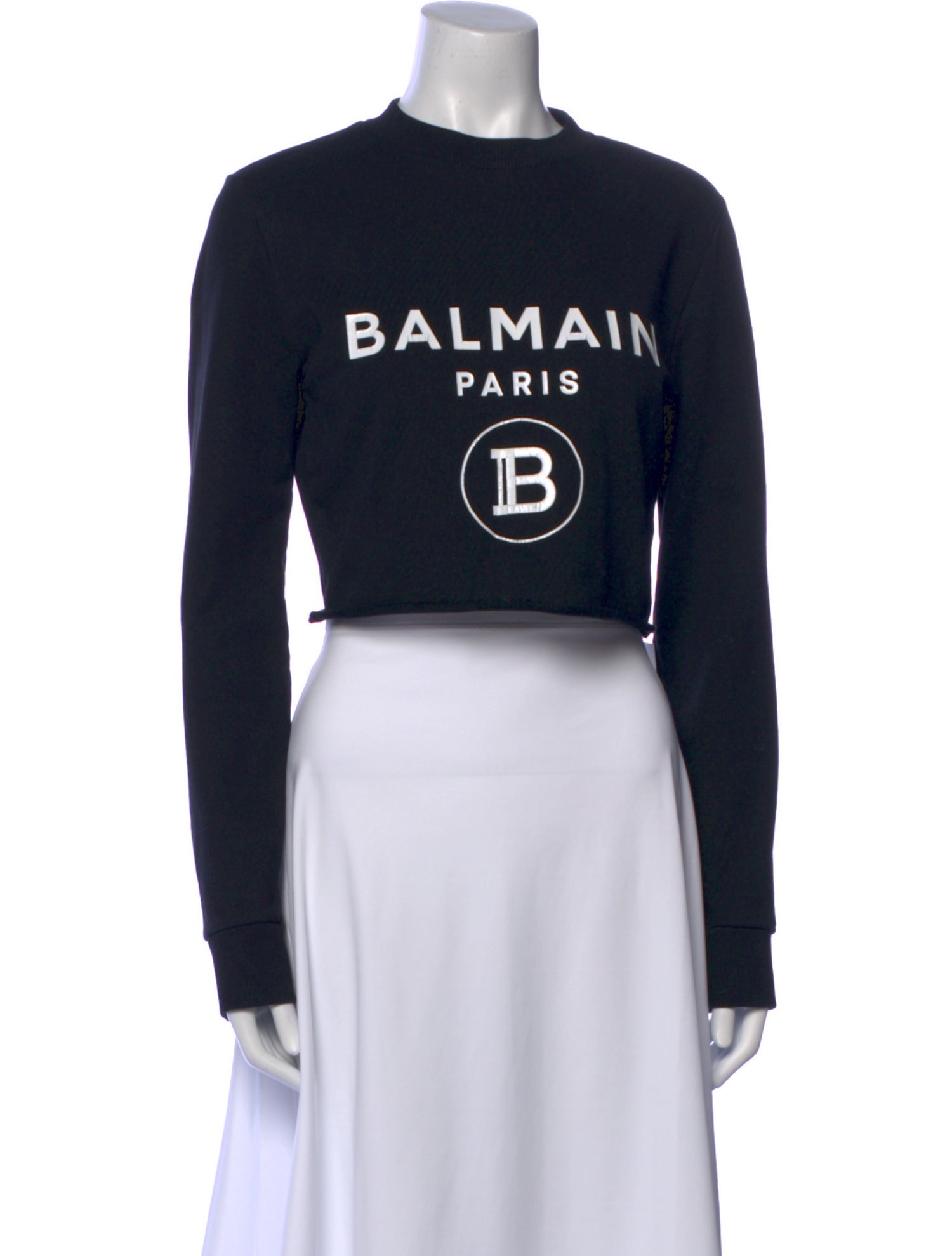 Balmain Graphic Print Crew Neck Crop Top