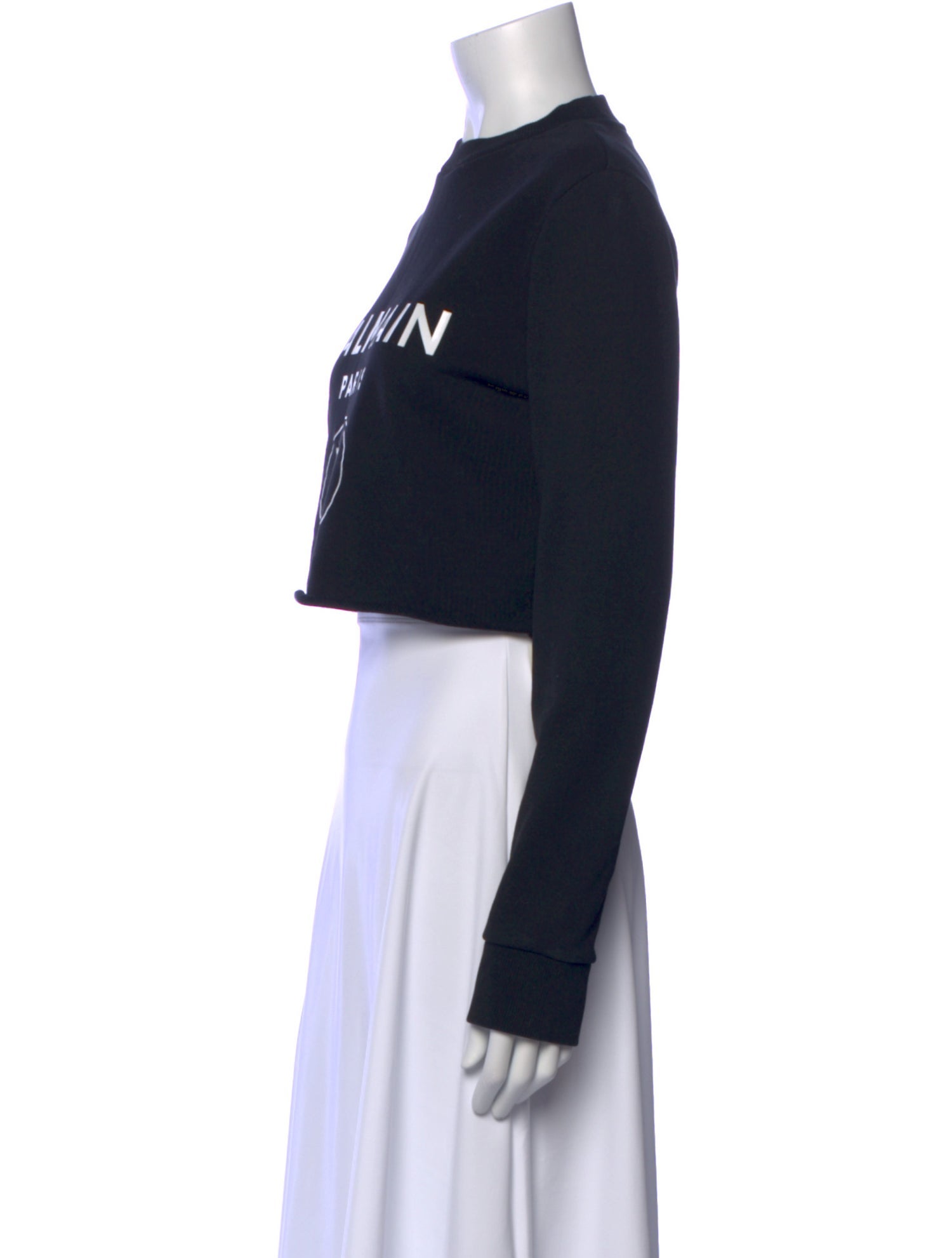 Balmain Graphic Print Crew Neck Crop Top