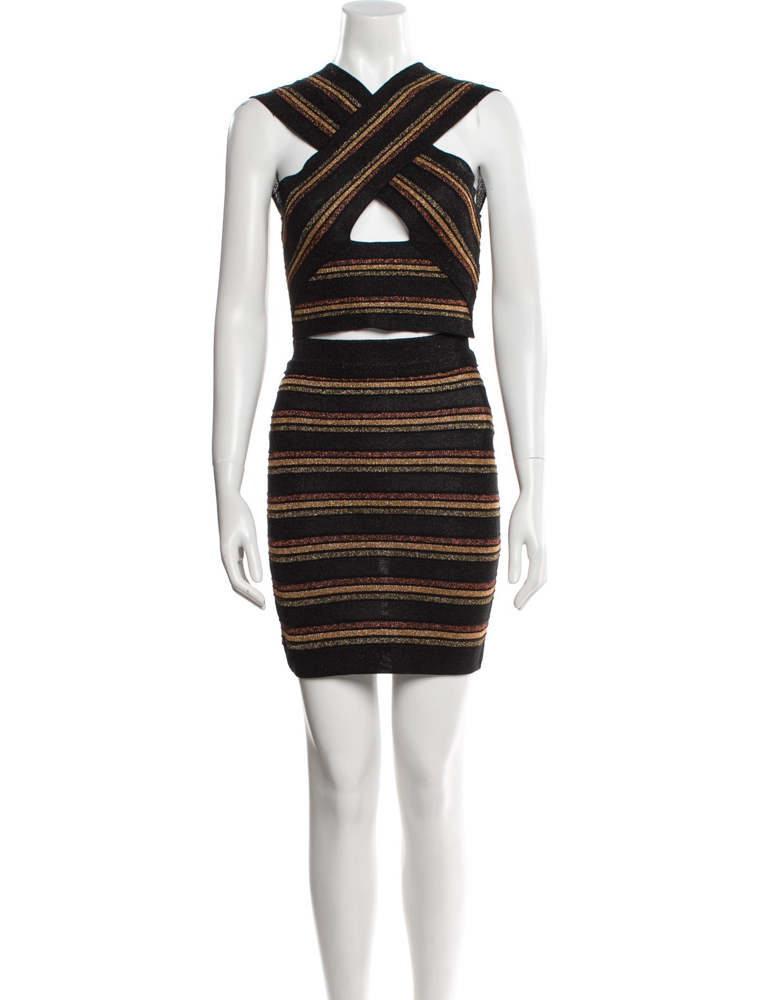 Balmain Wool Striped Skirt Set