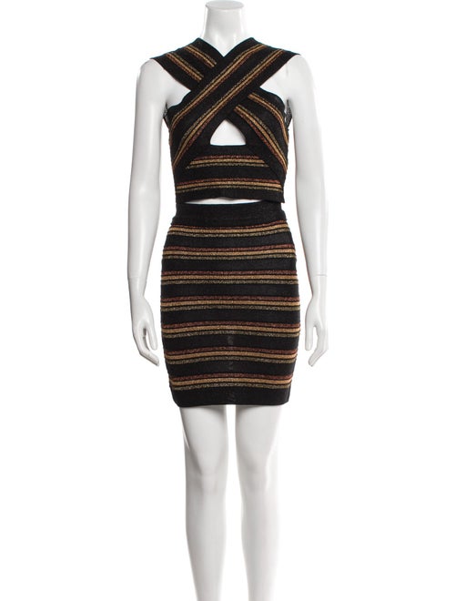 Balmain Wool Striped Skirt Set