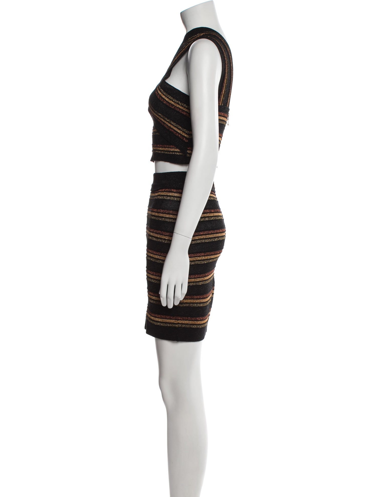 Balmain Wool Striped Skirt Set