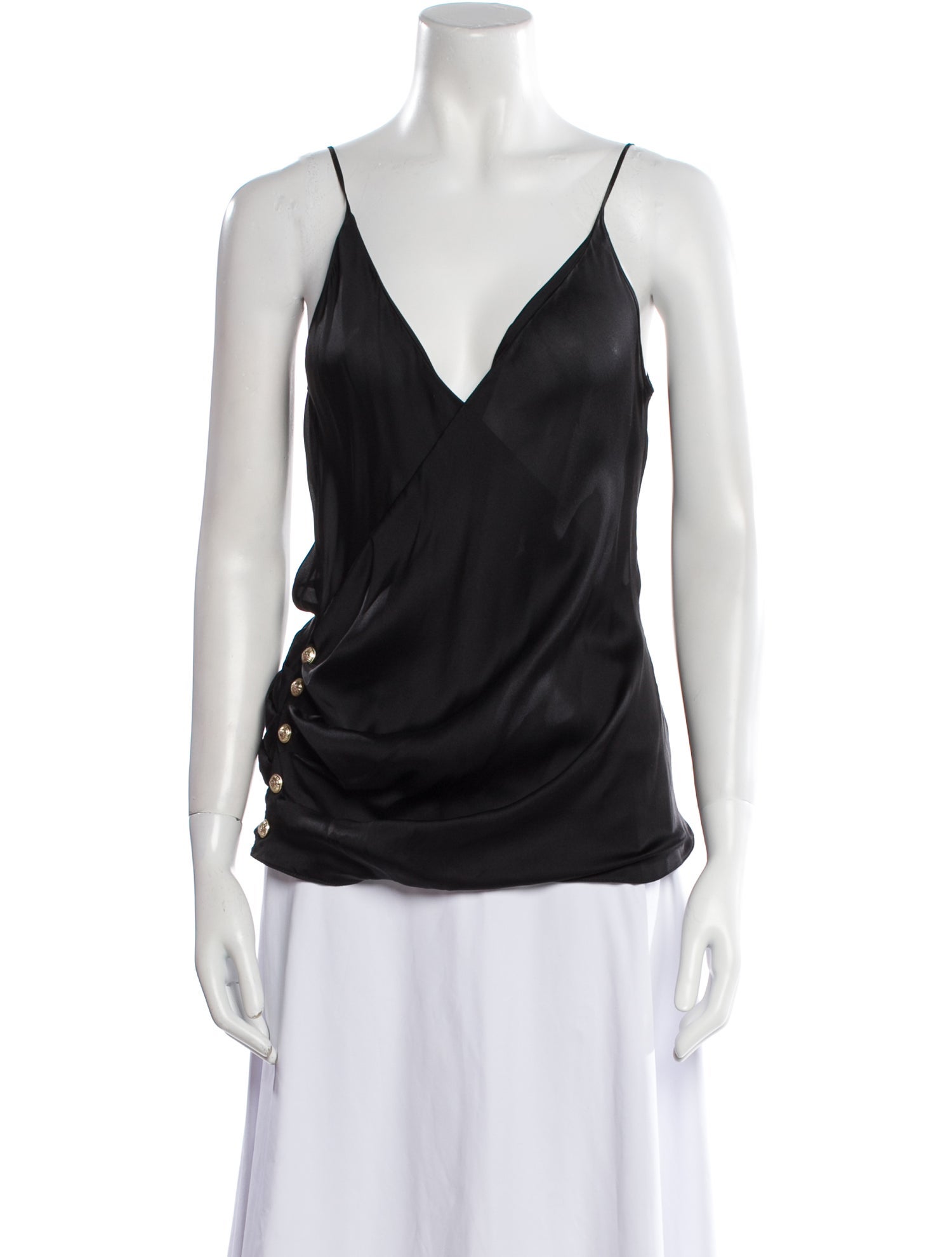 Balmain Silk V-Neck Top w/ Tags