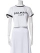 Balmain Graphic Print Crew Neck Crop Top