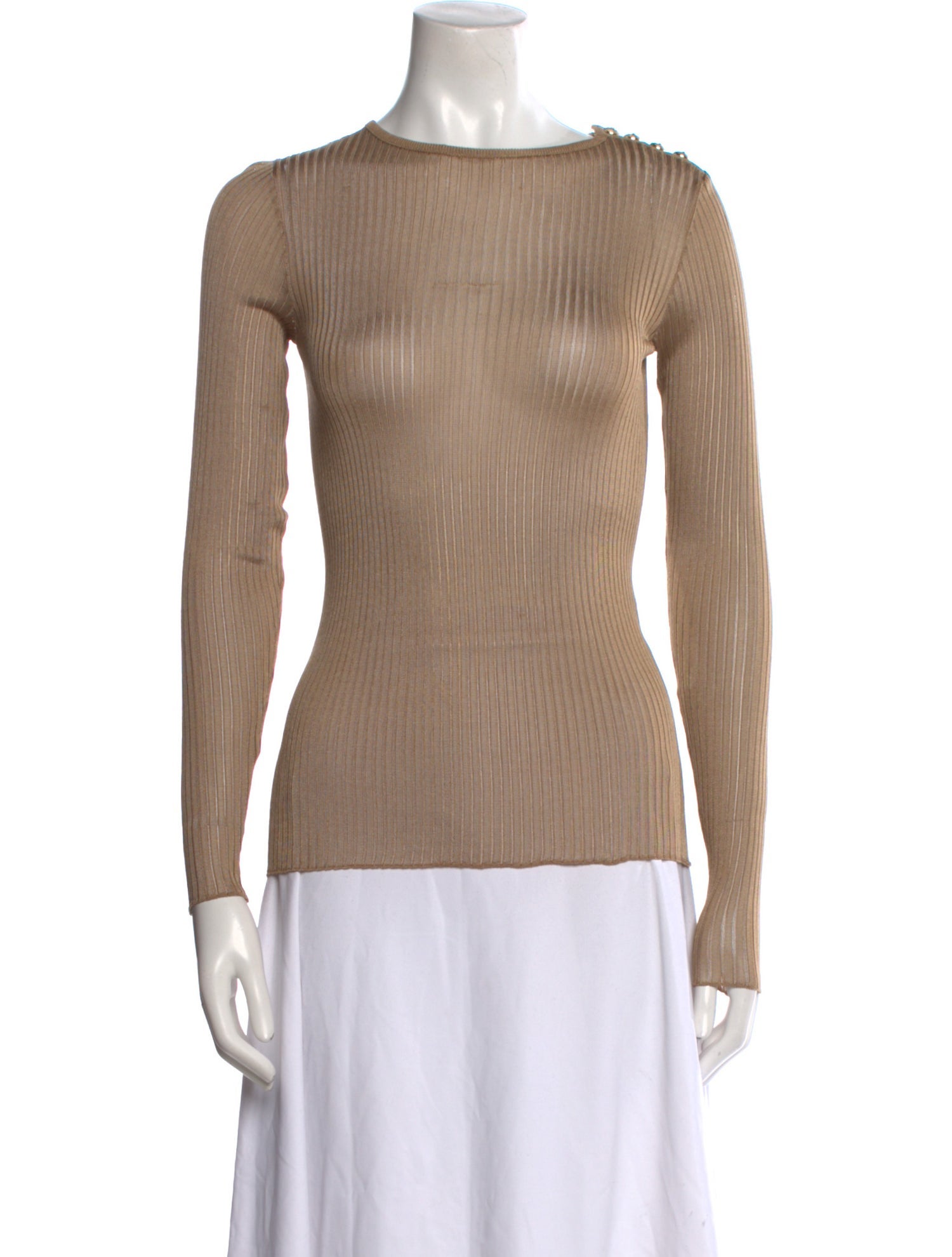 Balmain Bateau Neckline Long Sleeve Top