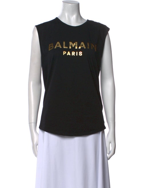 Balmain Graphic Print Crew Neck Top