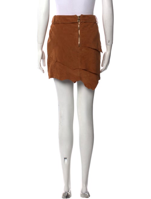 Balmain Goat Leather Mini Skirt