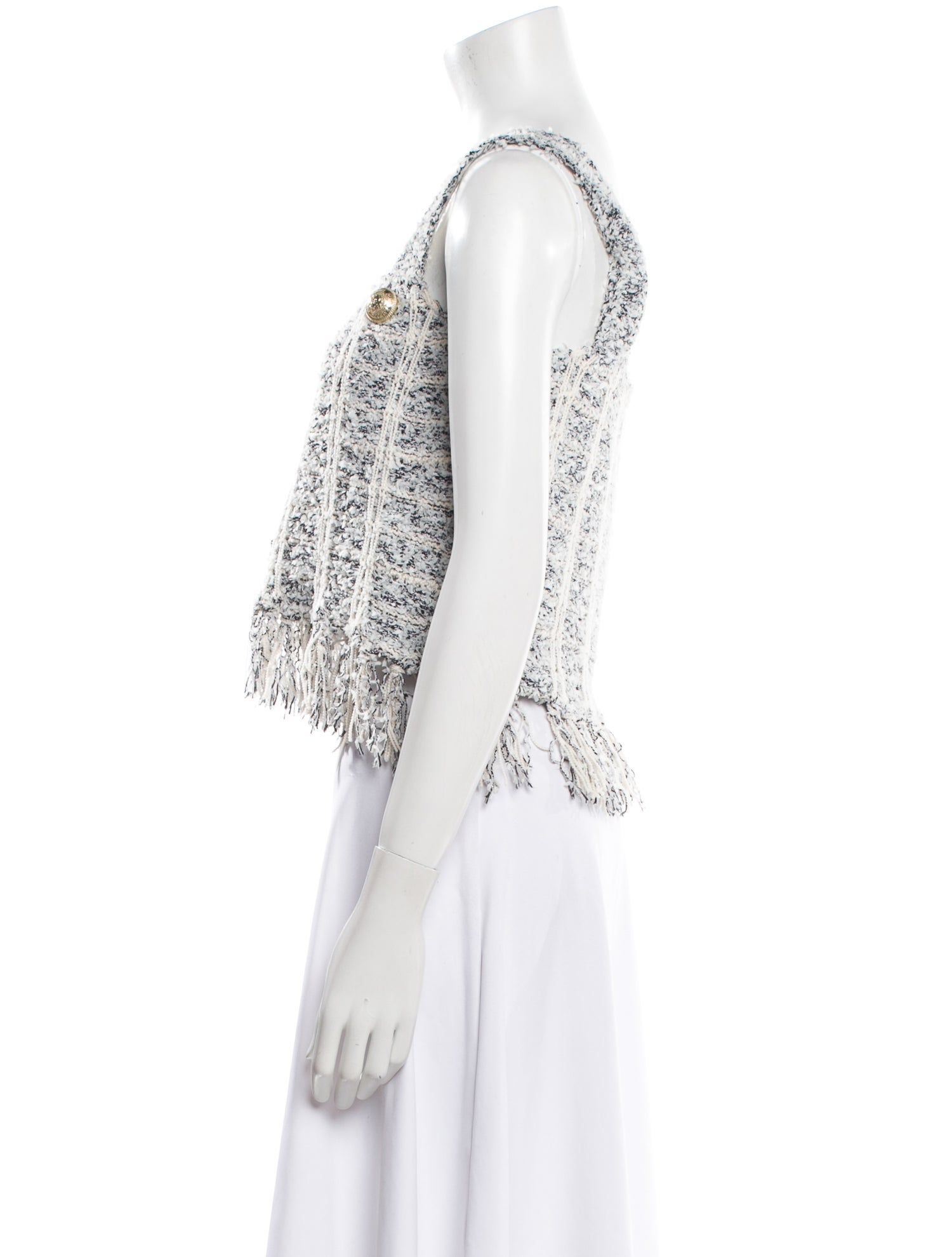 Balmain Lace Pattern Square Neckline Crop Top