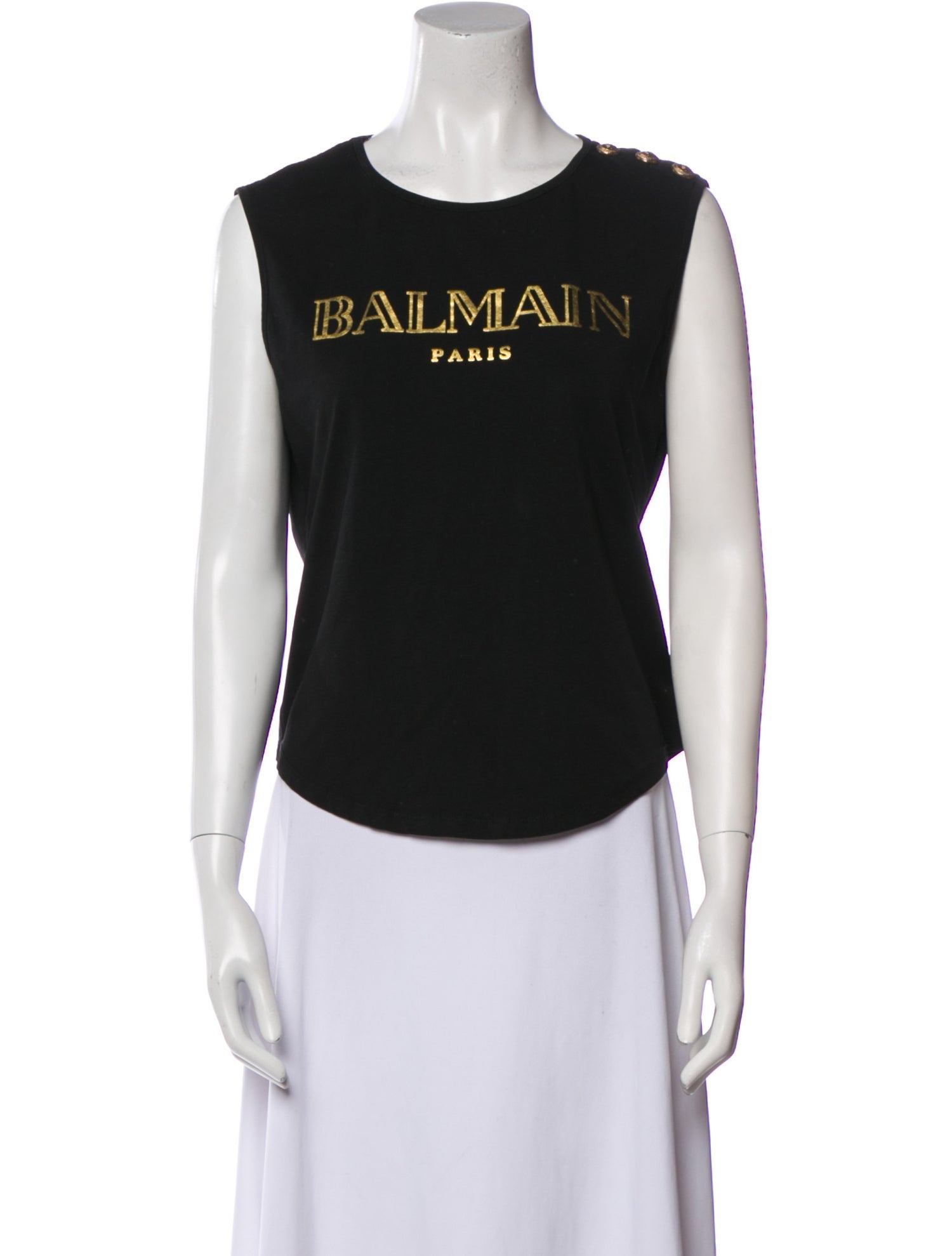 Balmain Graphic Print Scoop Neck Top