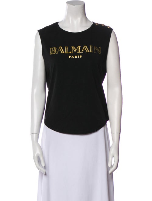 Balmain Graphic Print Scoop Neck Top
