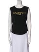 Balmain Graphic Print Scoop Neck Top