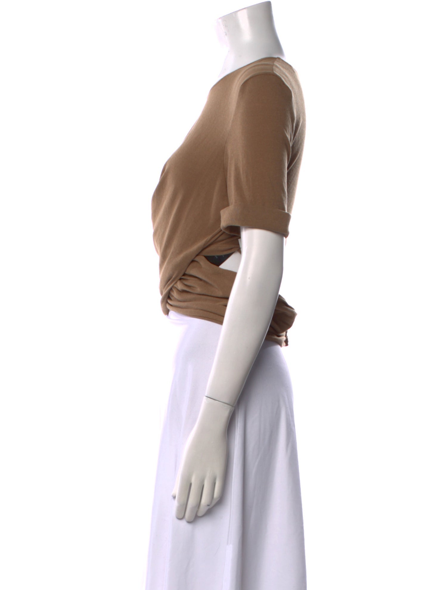 Balmain Bateau Neckline Short Sleeve Crop Top