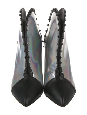 Balmain Leather Colorblock Pattern Western Boots