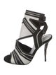Balmain Leather Striped Slingback Sandals