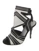 Balmain Leather Striped Slingback Sandals