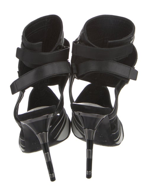 Balmain Leather Striped Slingback Sandals