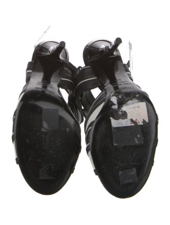 Balmain Leather Striped Slingback Sandals