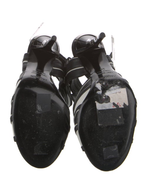 Balmain Leather Striped Slingback Sandals