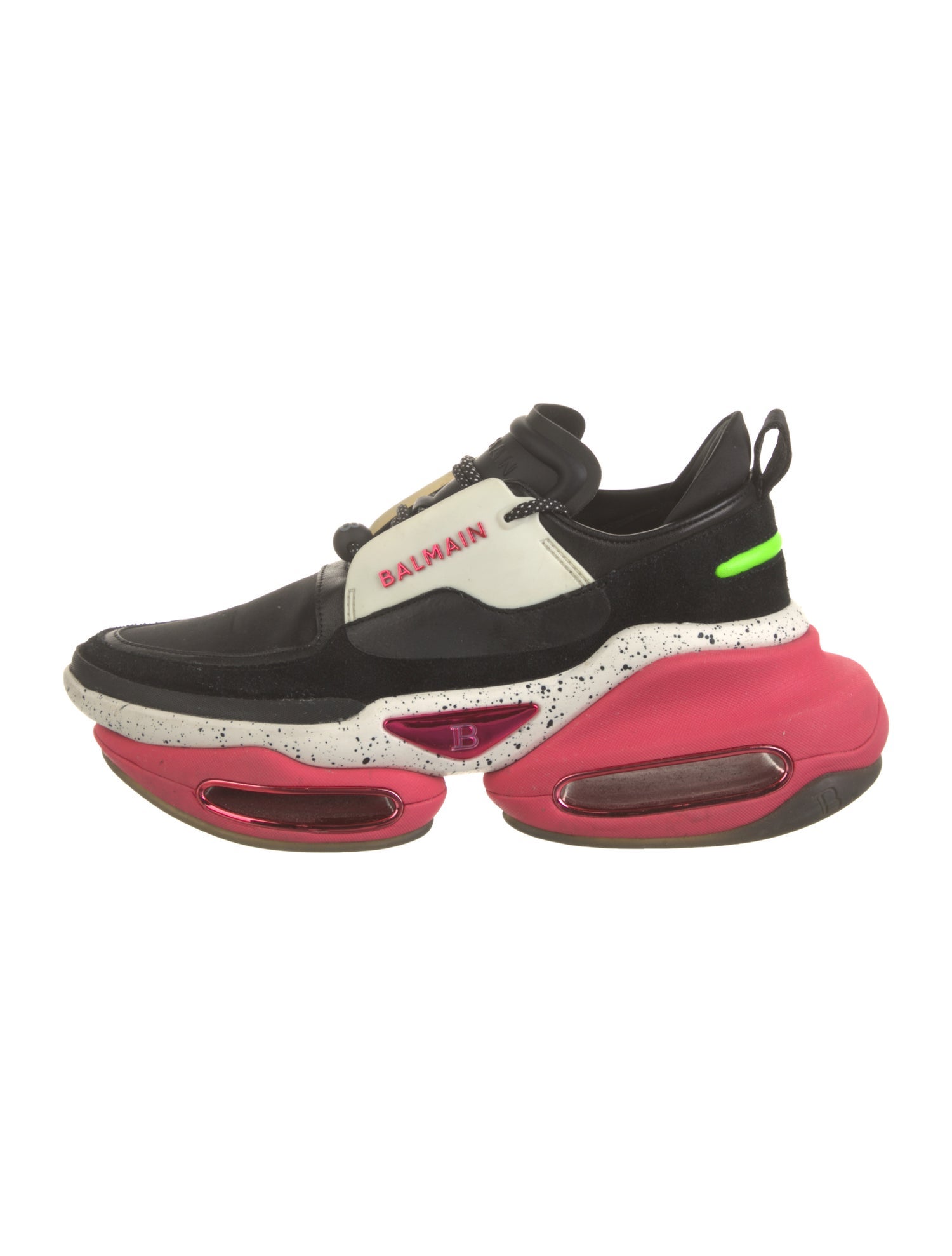 Balmain Suede Colorblock Pattern Sneakers