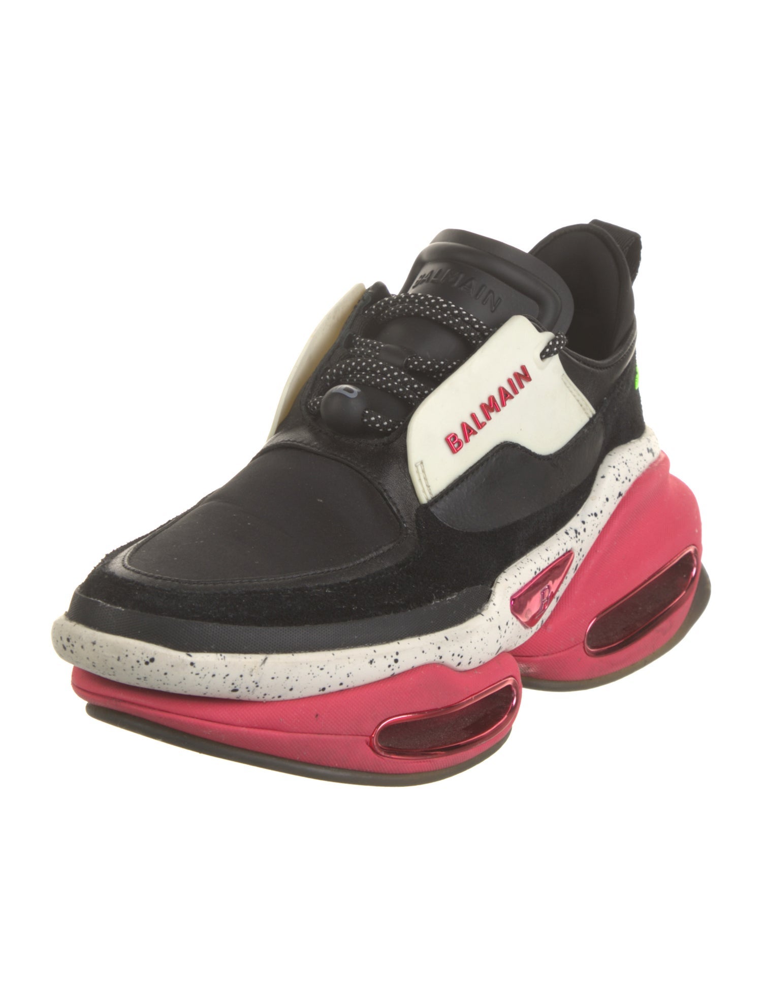 Balmain Suede Colorblock Pattern Sneakers