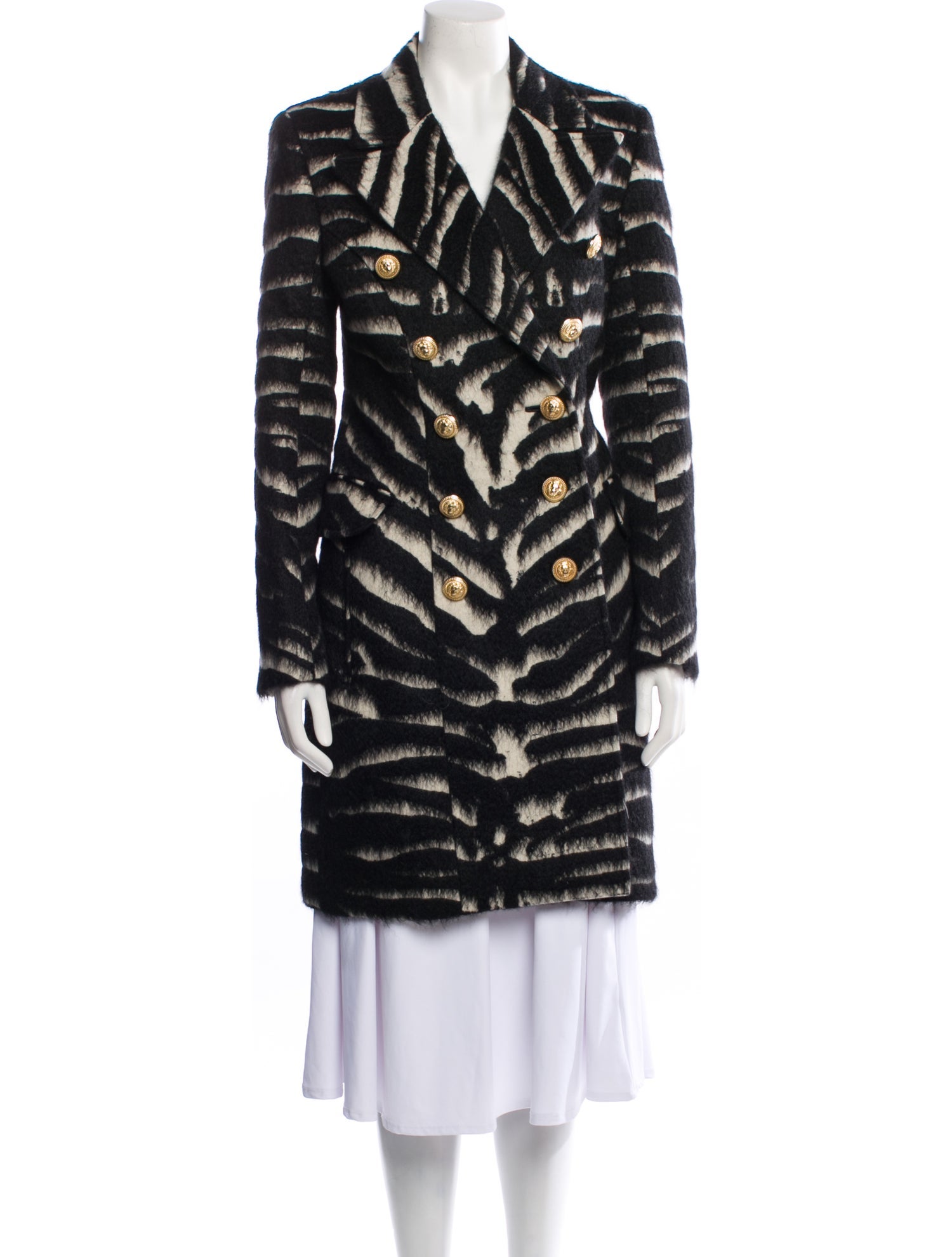 Balmain Virgin Wool Animal Print Faux Fur Jacket