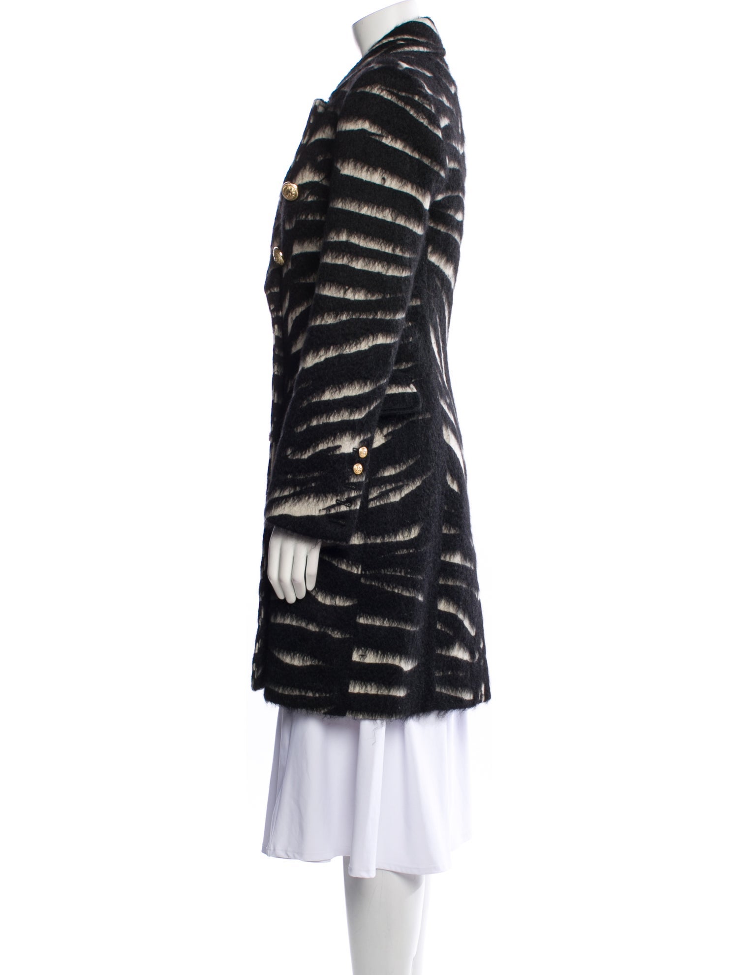 Balmain Virgin Wool Animal Print Faux Fur Jacket